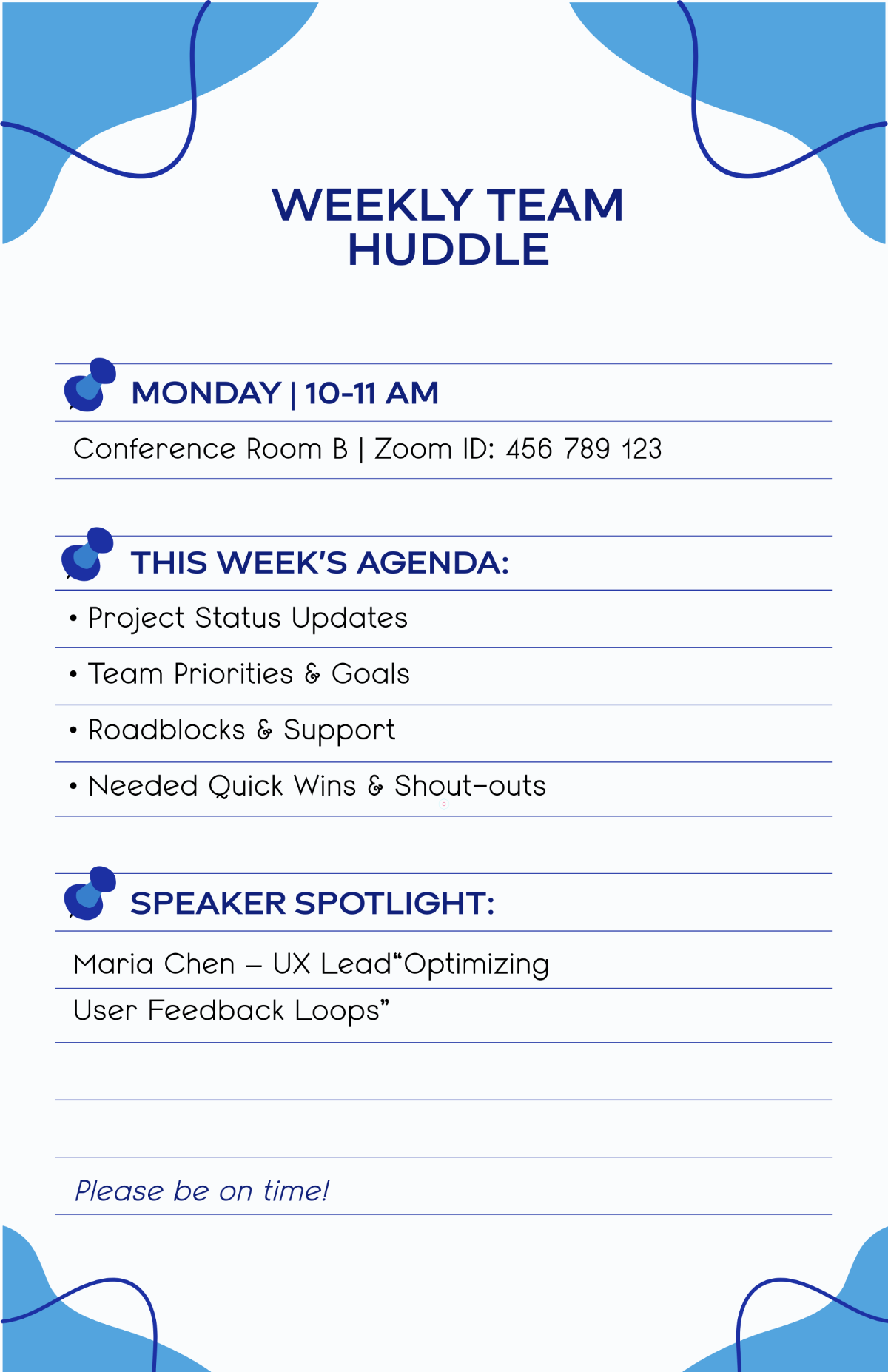 Free Weekly Meeting Poster Template