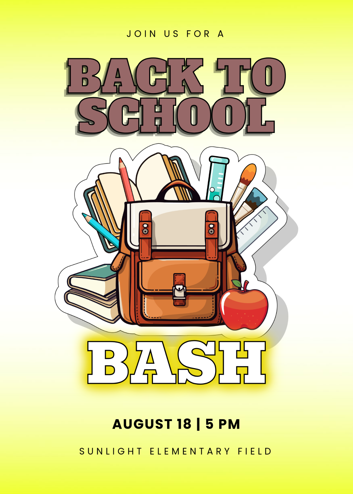 Free Neon Yellow Back To School Invitation Template
