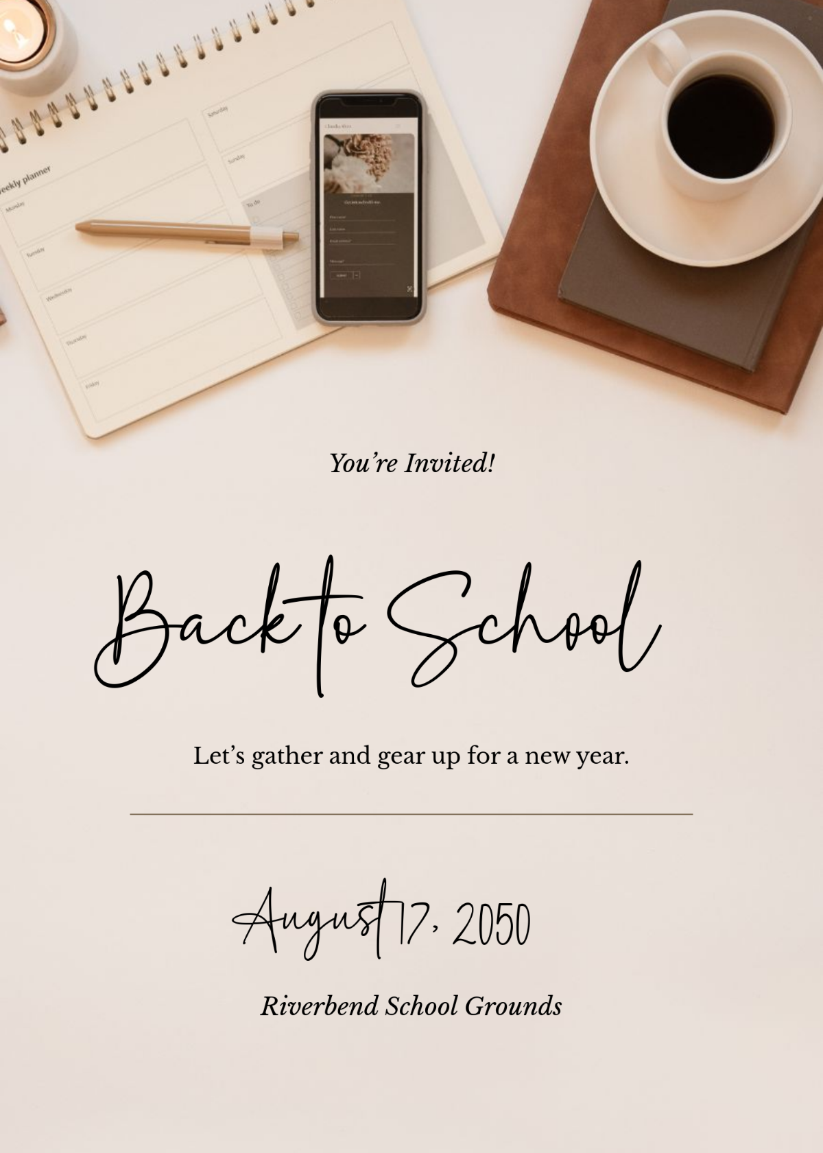 Free Calligraphy Back To School Invitation Template to Edit Online