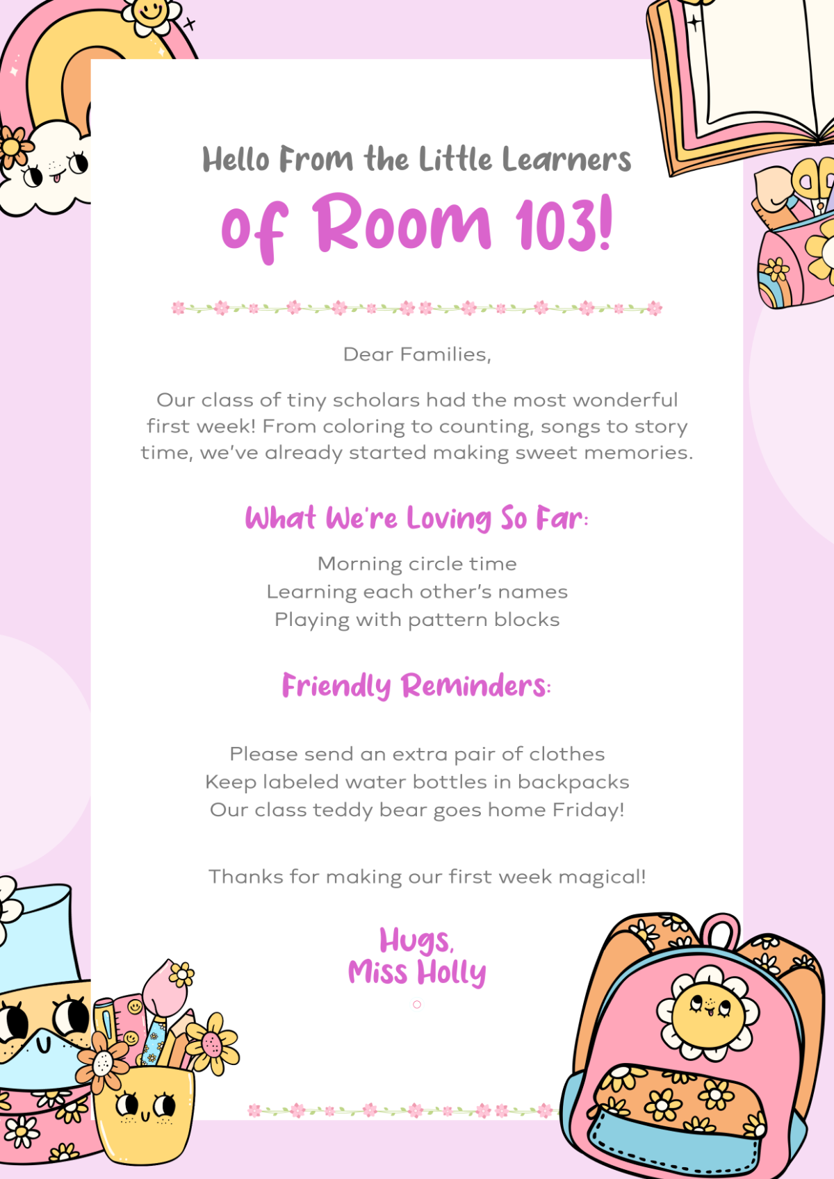 Free Cute Back To School Newsletter Template to Edit Online