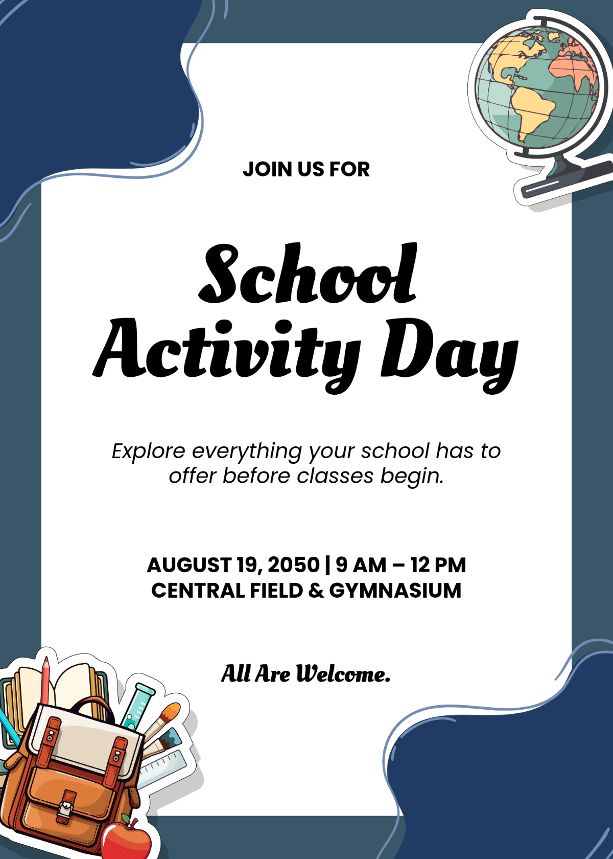 Simple Back To School Activities Invitation Template to Download