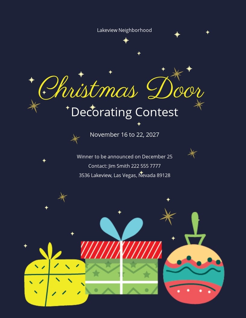 FREE Christmas Door Decorating Contest Flyer Template in Illustrator