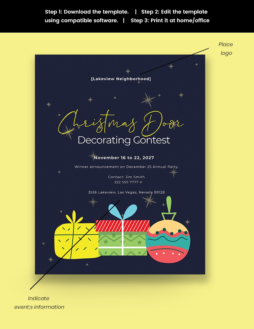 Free Christmas Door Decorating Contest Flyer Template Download in