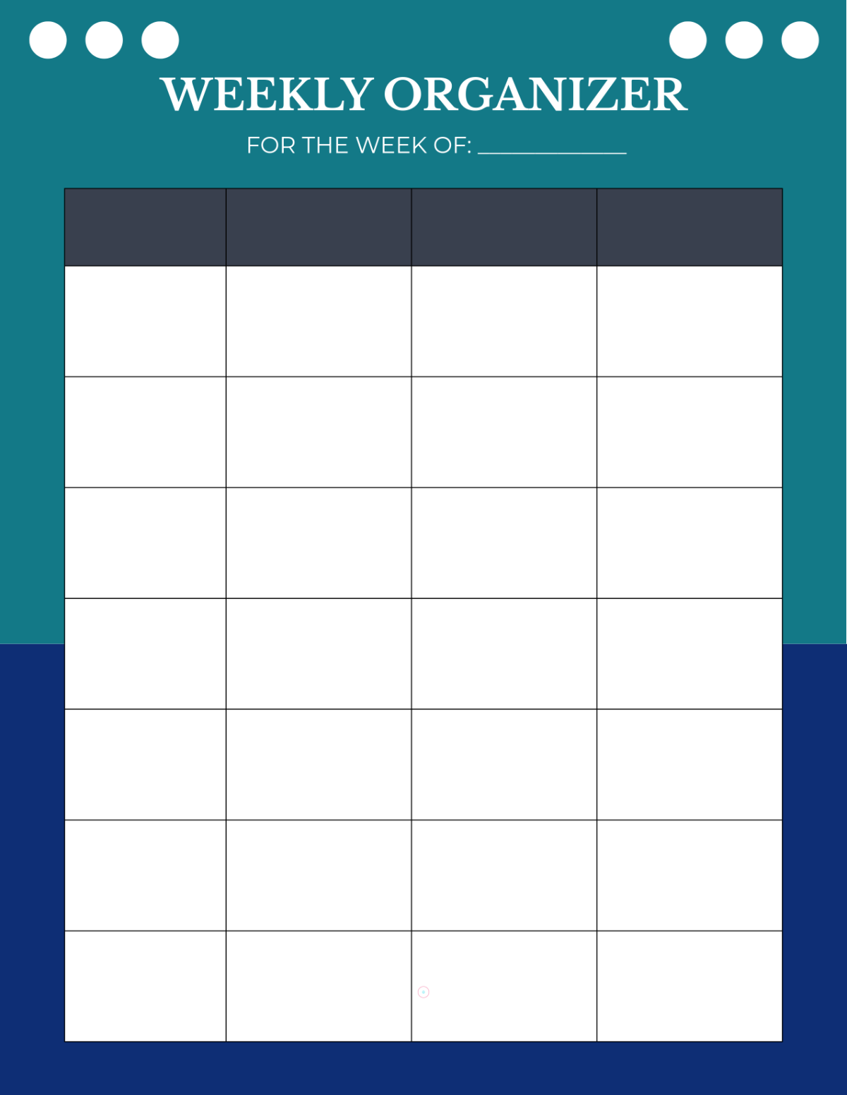 Free Blank Weekly Organizer Template