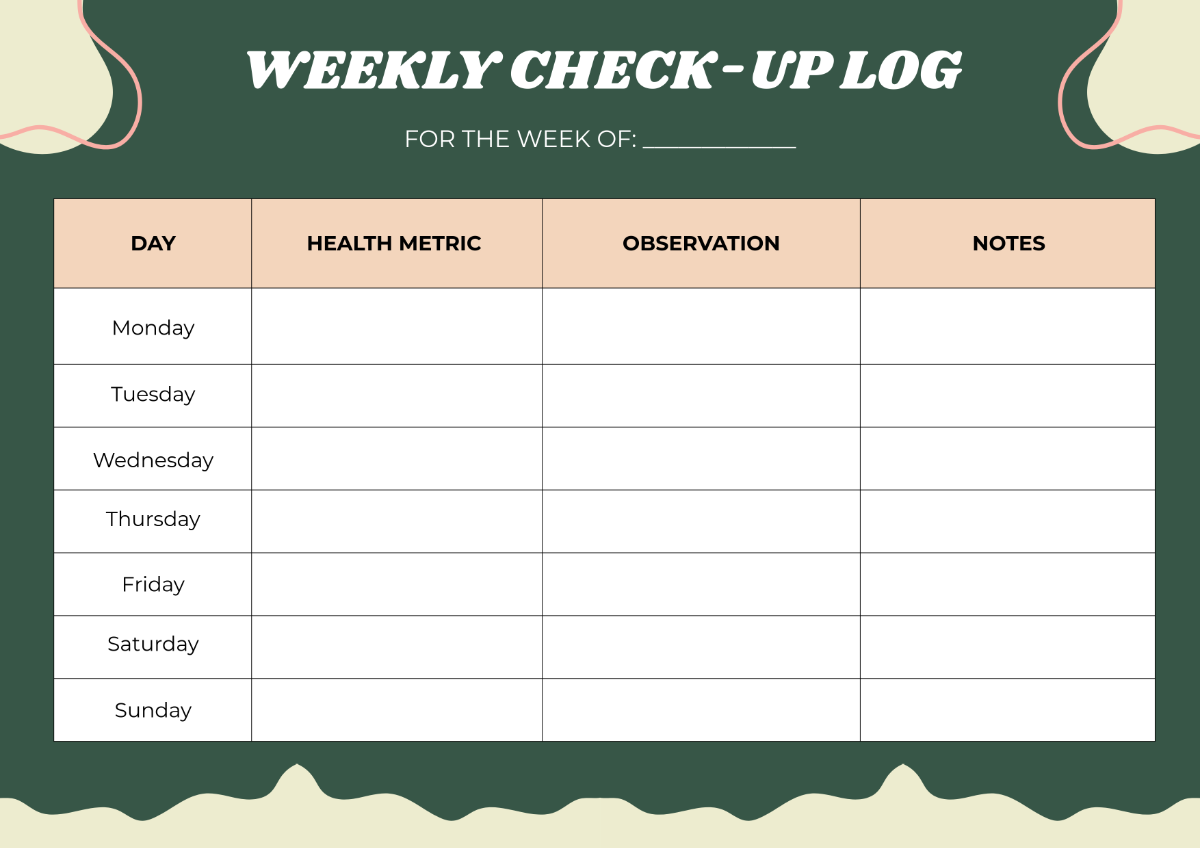 Weekly Check Up Template to Download