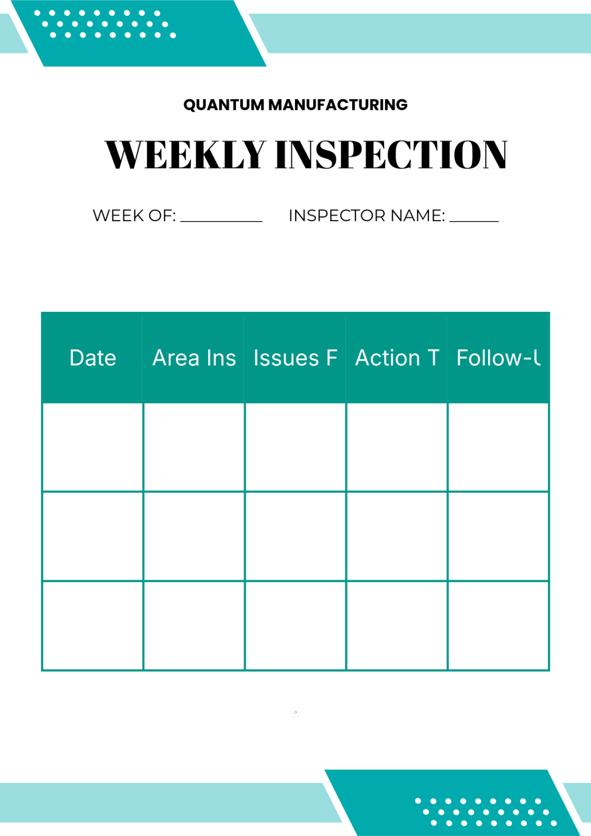 Free Professional Weekly Inspection Template
