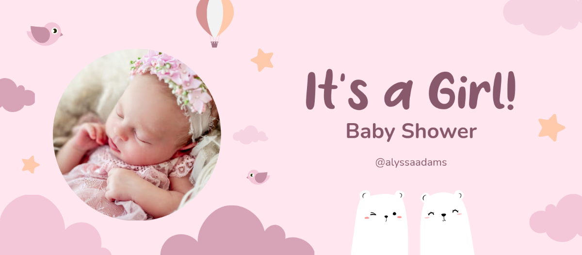 Free Cutie Baby Shower Facebook Cover Template to Edit Online