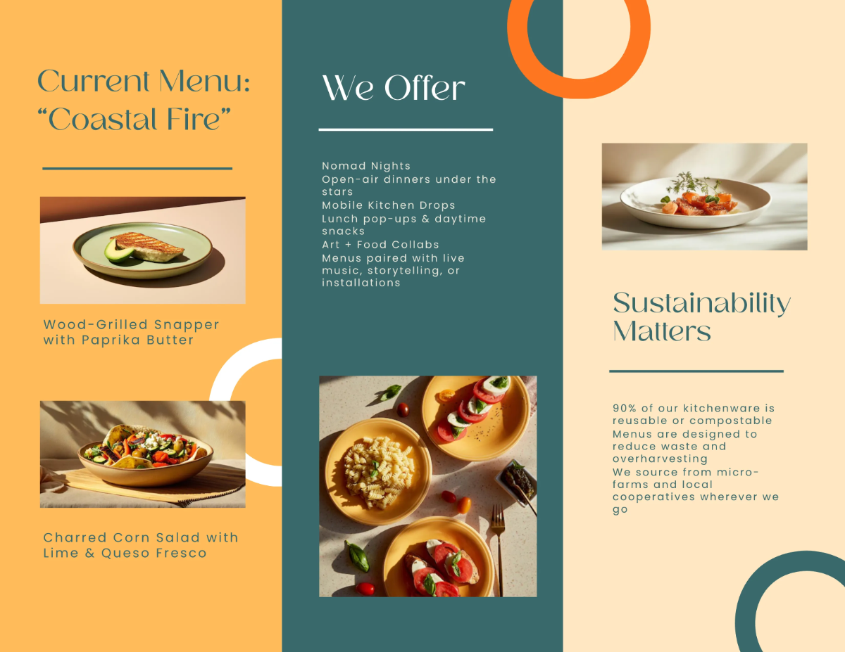 Free Creative Food Menu Brochure Template to Edit Online