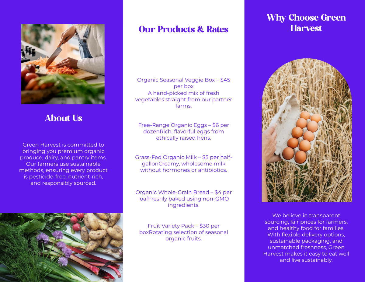 Free Organic Food Brochure Template to Edit Online