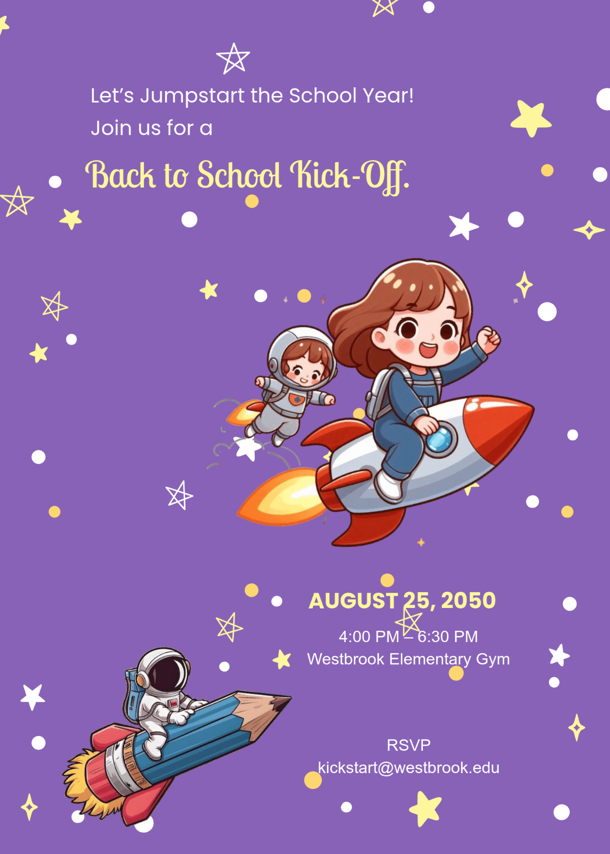Free Back To School Kick-Off Invitation Template to Edit Online