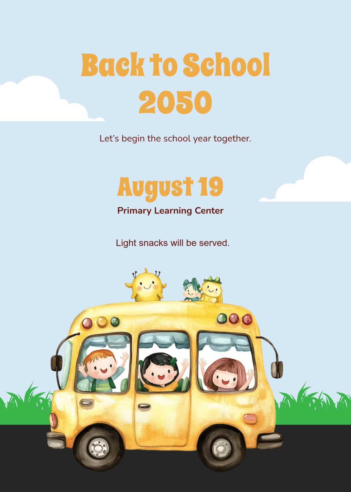 Free Minimalist Back To School Invitation Template