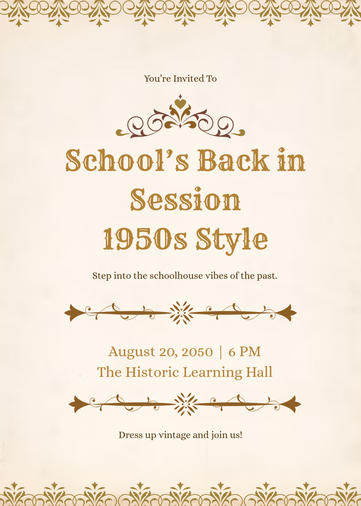 Free Vintage Back To School Invitation Template