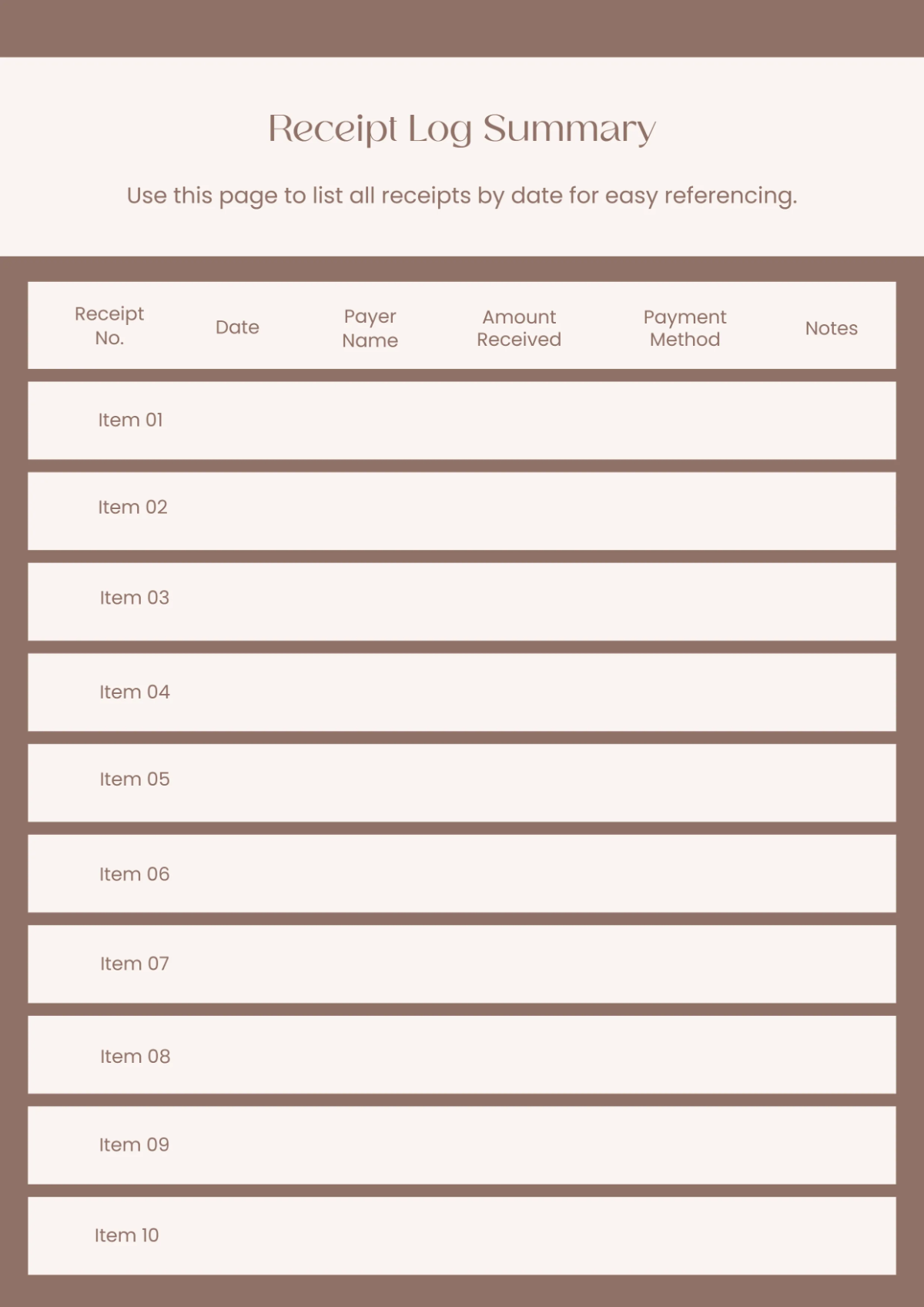 Free Receipt Workbook Background Template to Edit Online