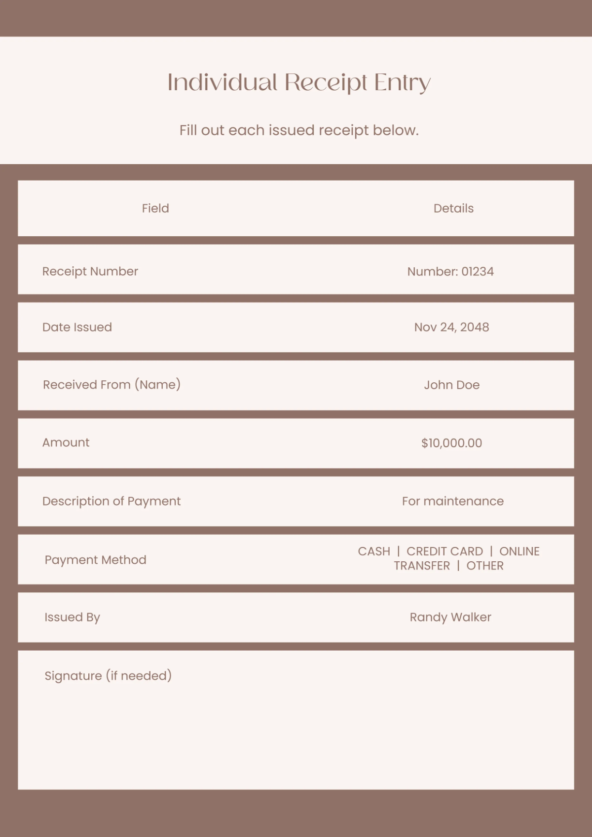 Free Receipt Workbook Background Template to Edit Online
