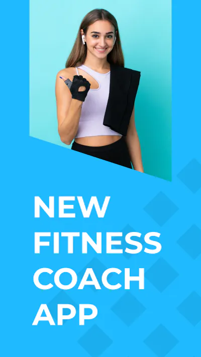 Free Blue Fitness Coach App Instagram Story Template to Edit Online