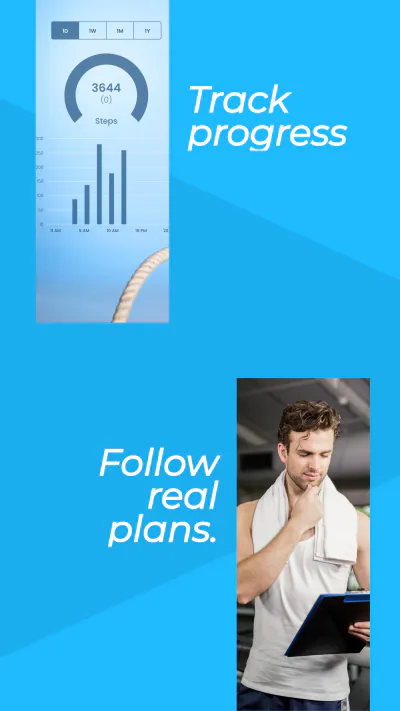 Free Blue Fitness Coach App Instagram Story Template to Edit Online