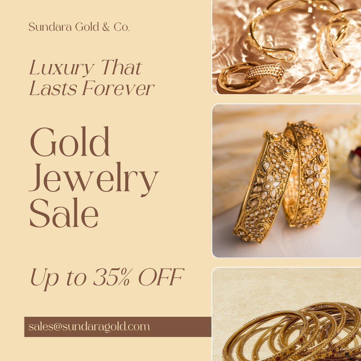 Free Gold Jewelry Sale Instagram Post Template
