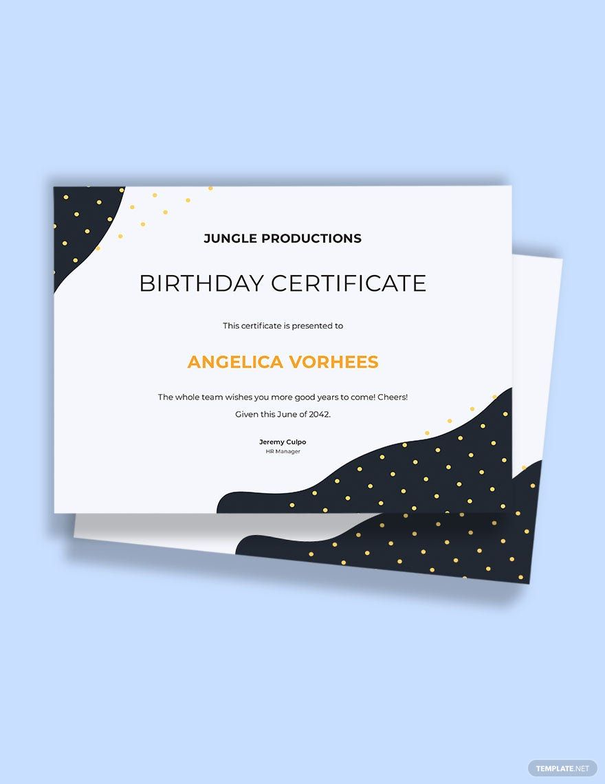 Printable Birthday Certificate Template