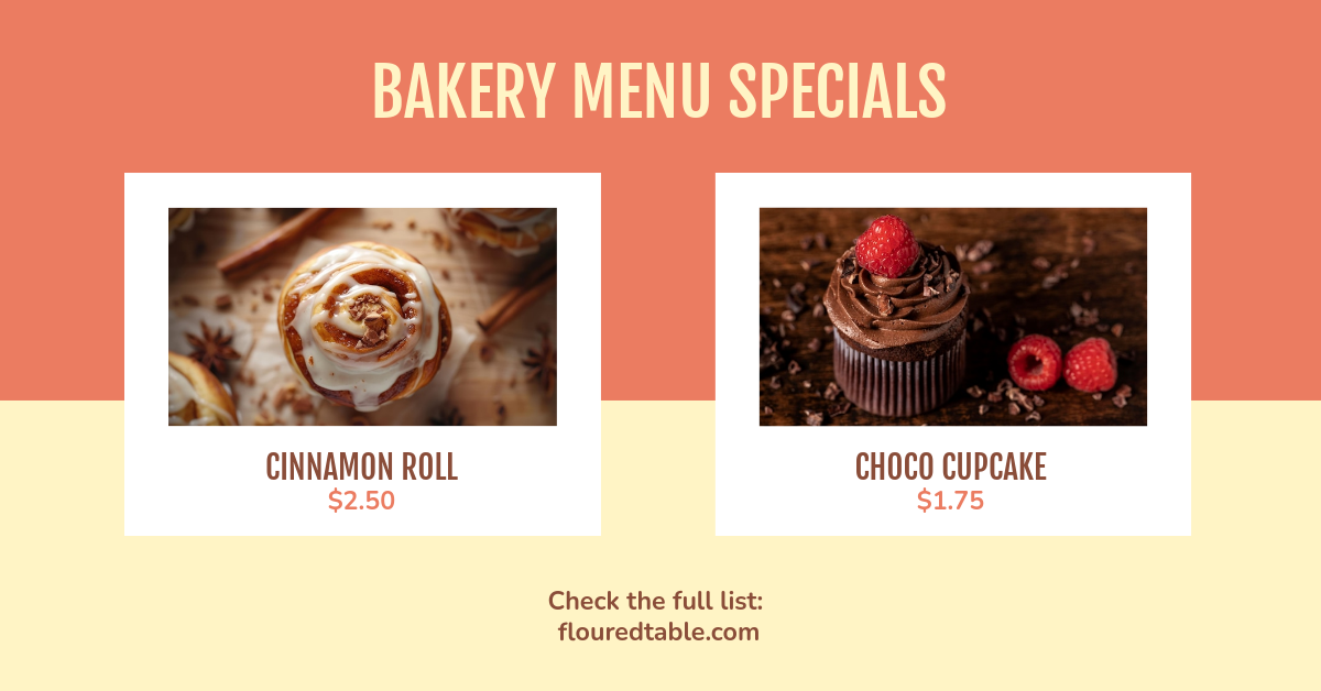 Free Bakery Menu Facebook Ad Template to Edit Online