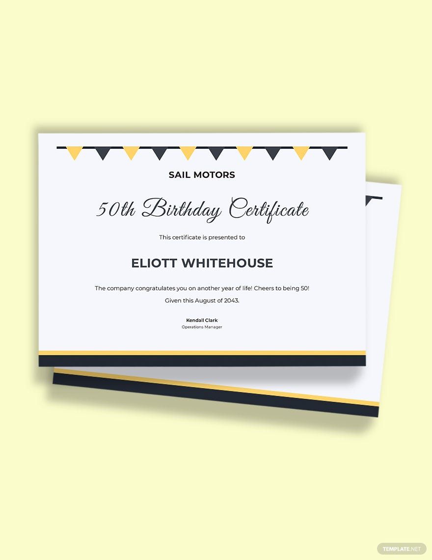 Happy 50th Birthday Certificate Template