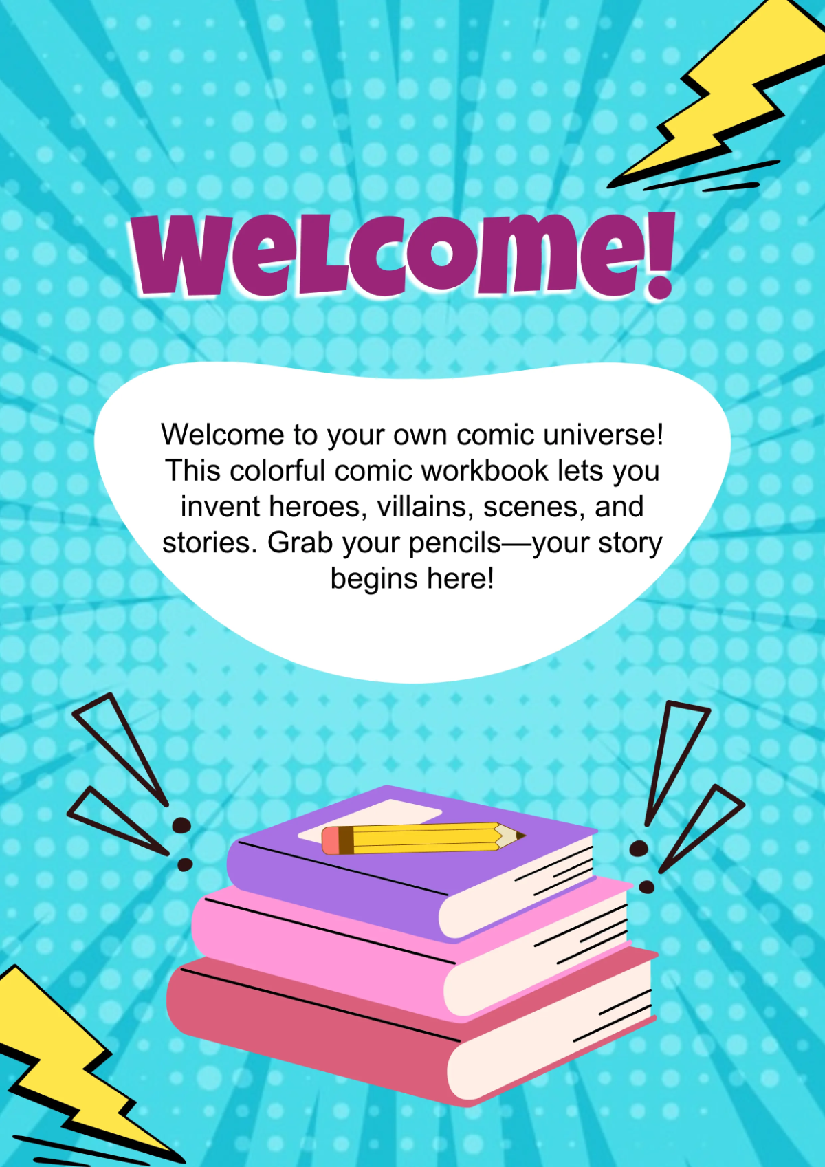 Free Colorful Comic Workbook Template to Edit Online