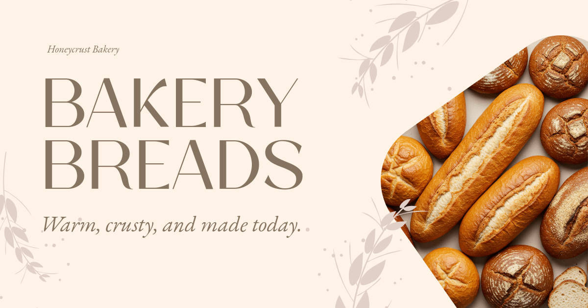 Free Beige Bakery Breads Facebook Ad Template to Edit Online