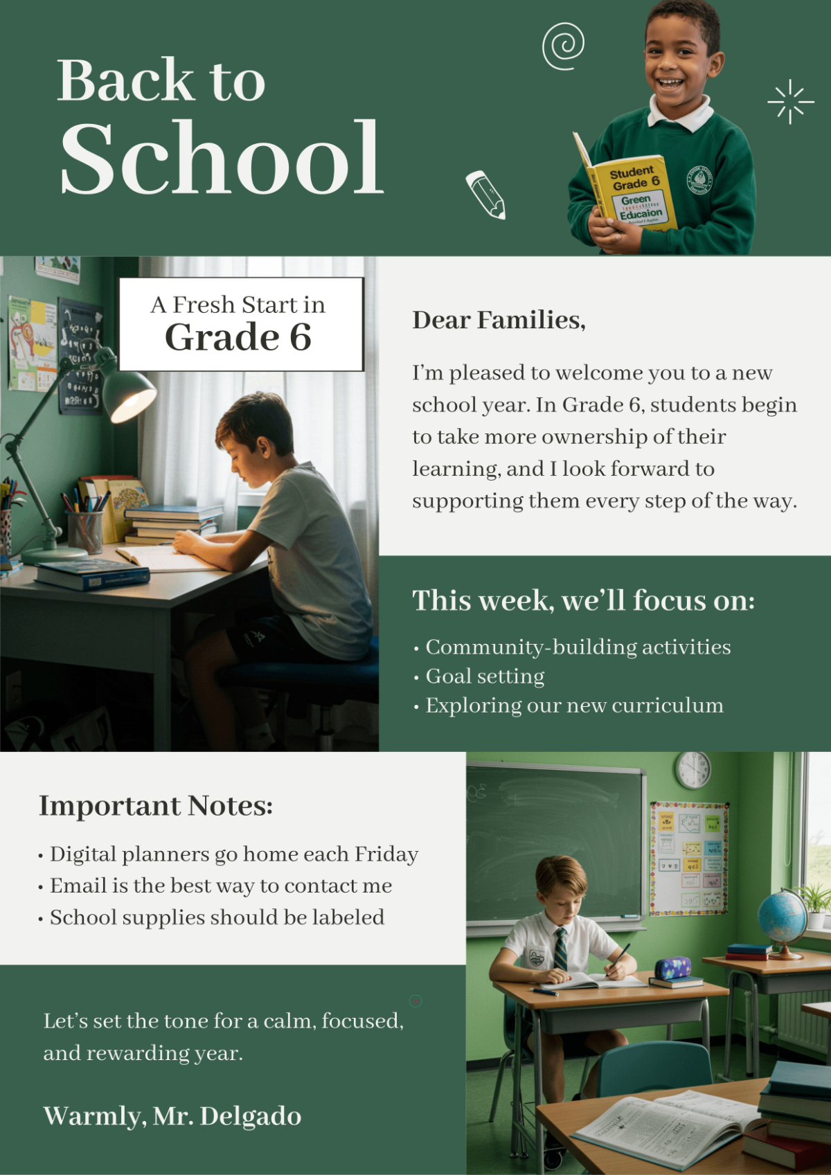 Free Elegant Back To School Newsletter Template to Edit Online