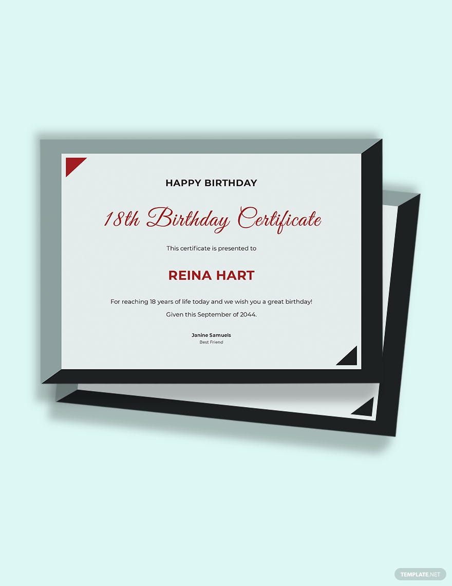 18th Birthday Certificate Template