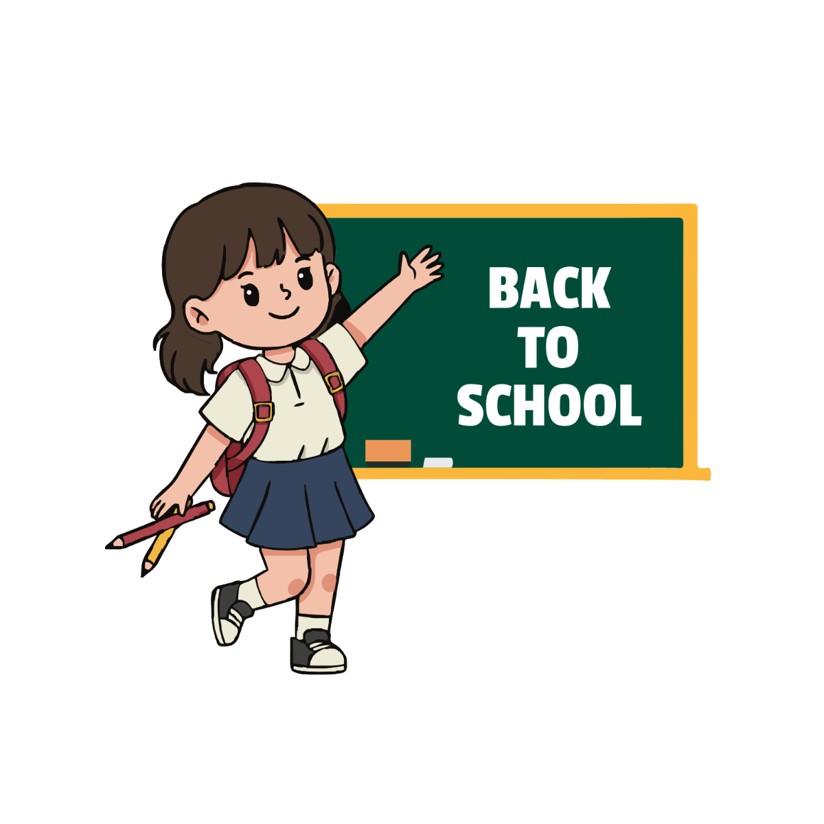 Free Girl Back To School Clipart Design Template to Edit Online