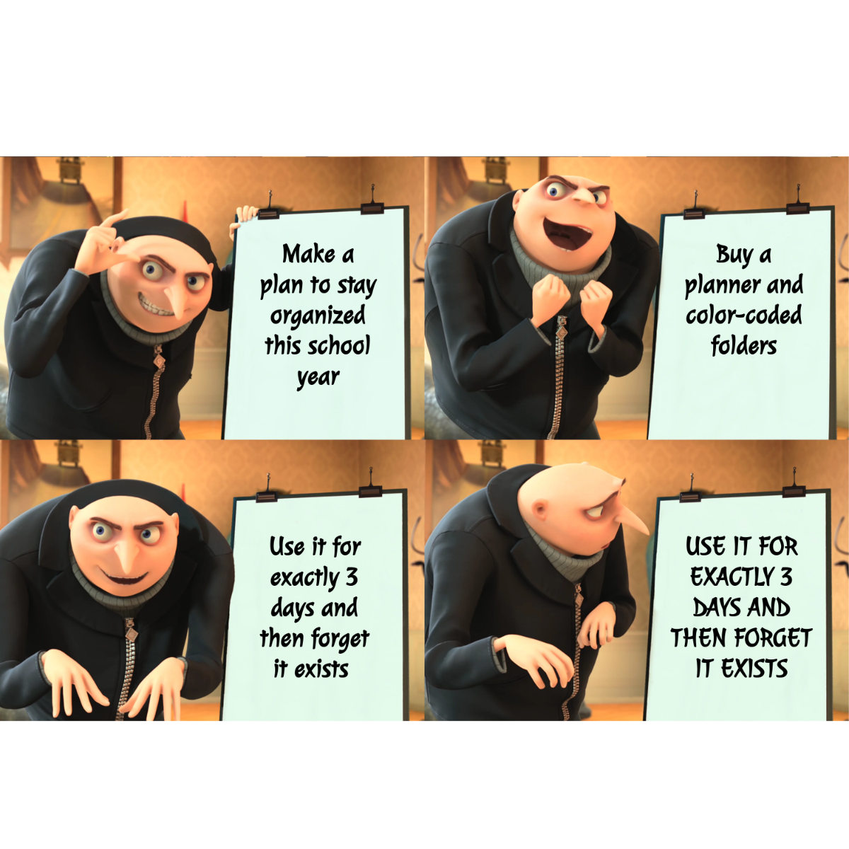 Free Gru's Plan Back To School Meme Template