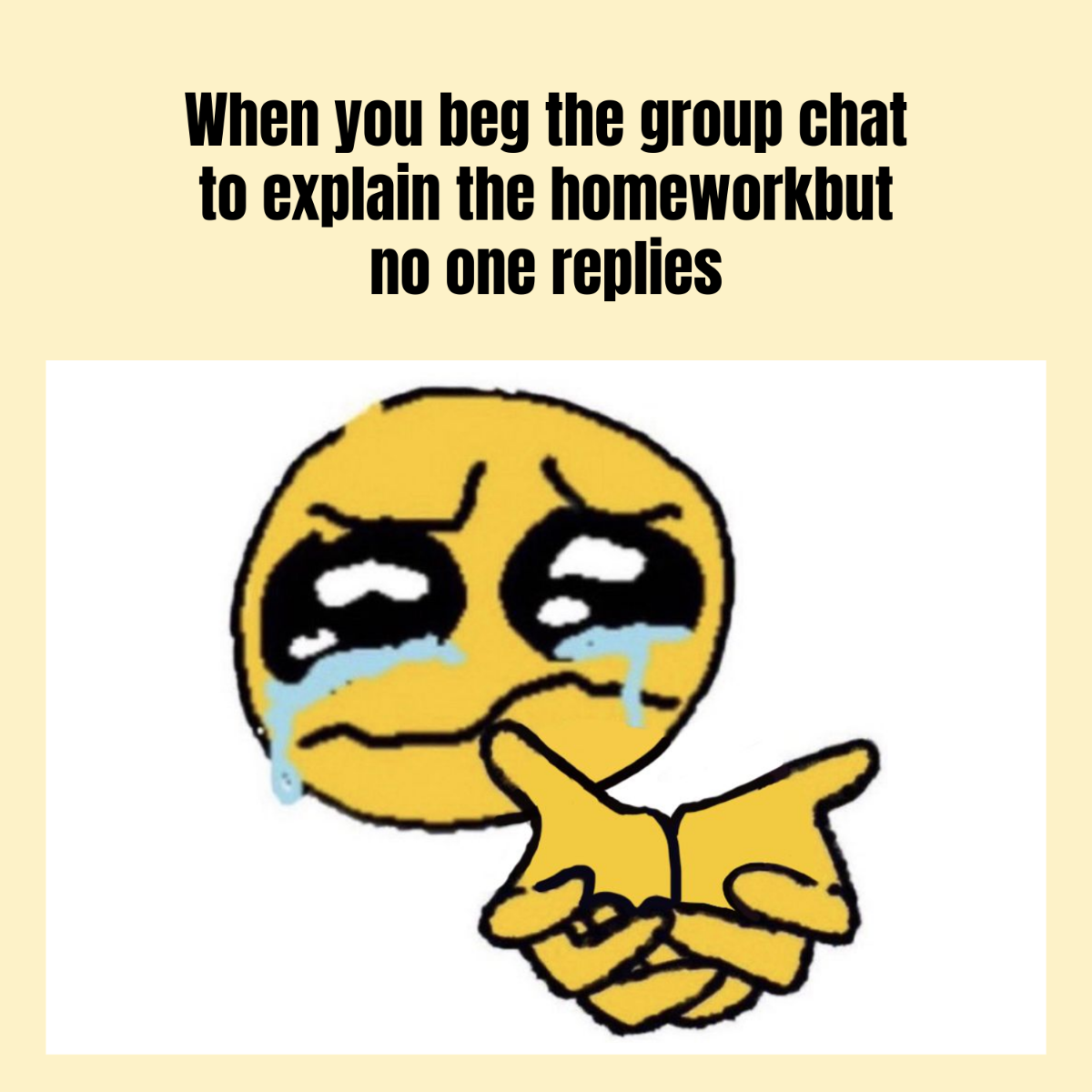 Free Yellow Crying Back To School Meme Template