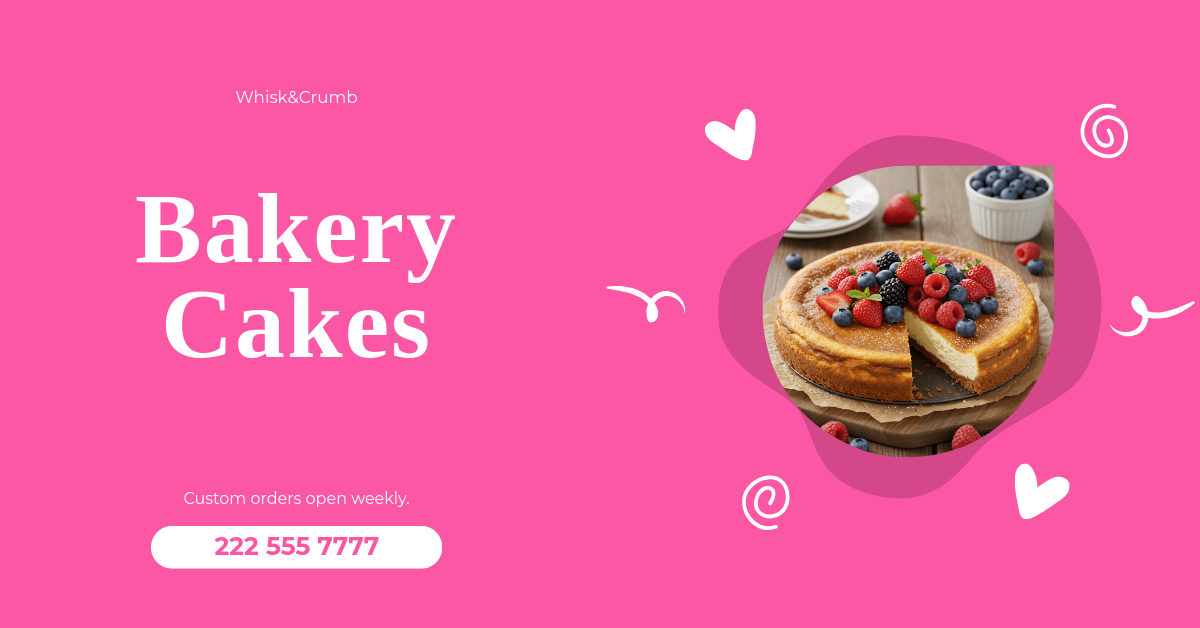 Free Bakery Cakes Facebook Ad Template to Edit Online