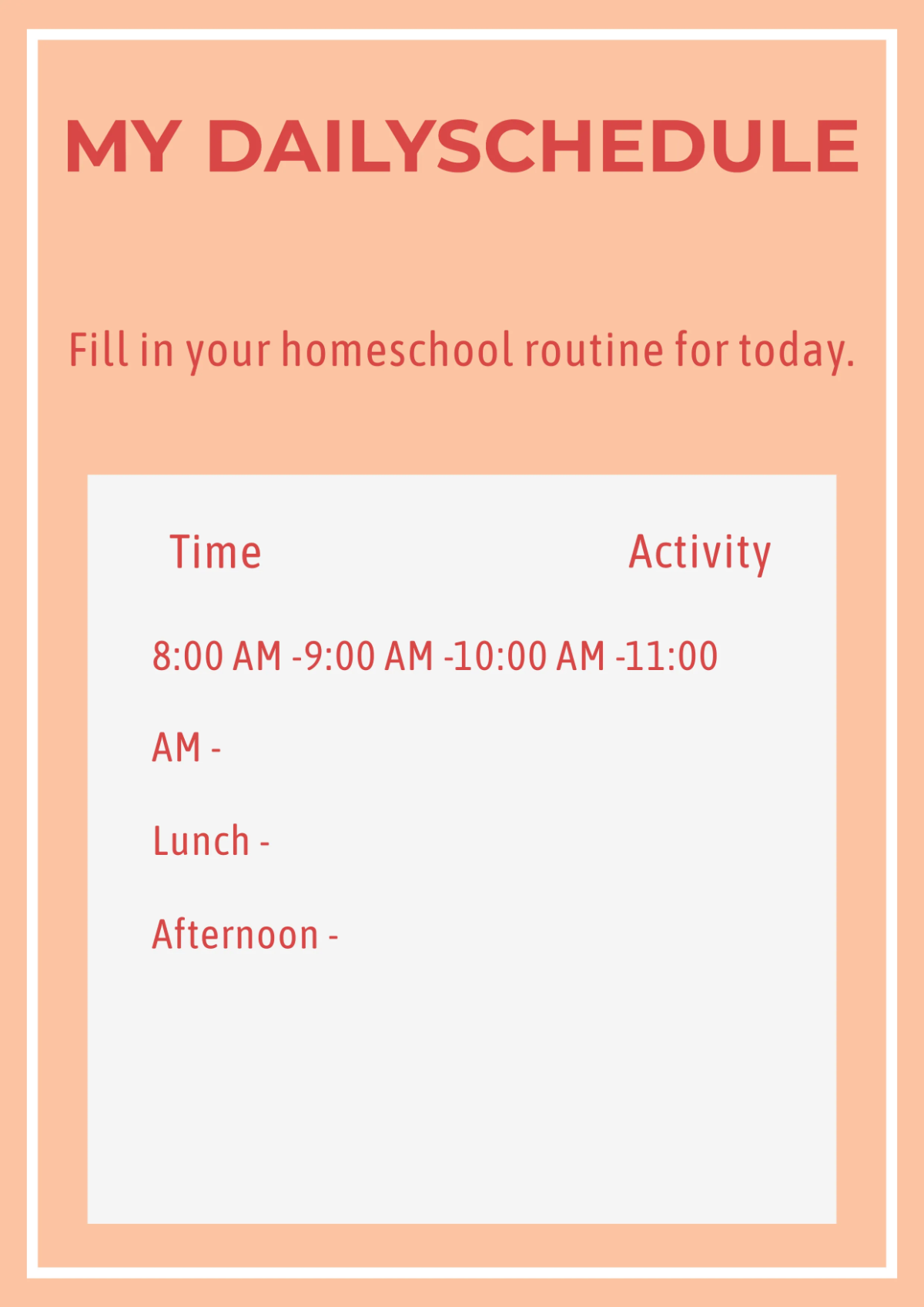 Free Homeschool Workbook Template to Edit Online