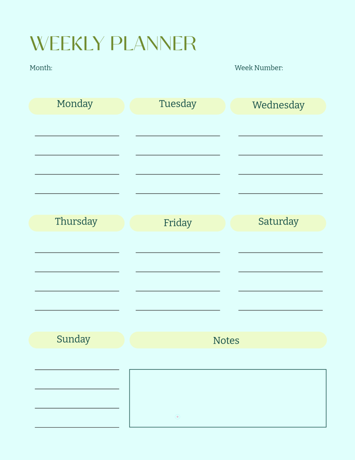 Free Blank Weekly Template