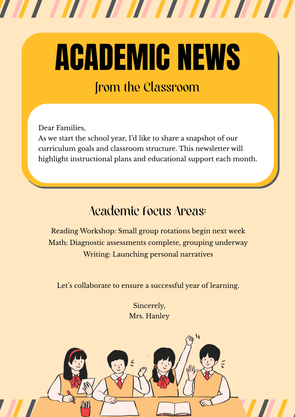 Free Back To School Education Newsletter Template to Edit Online