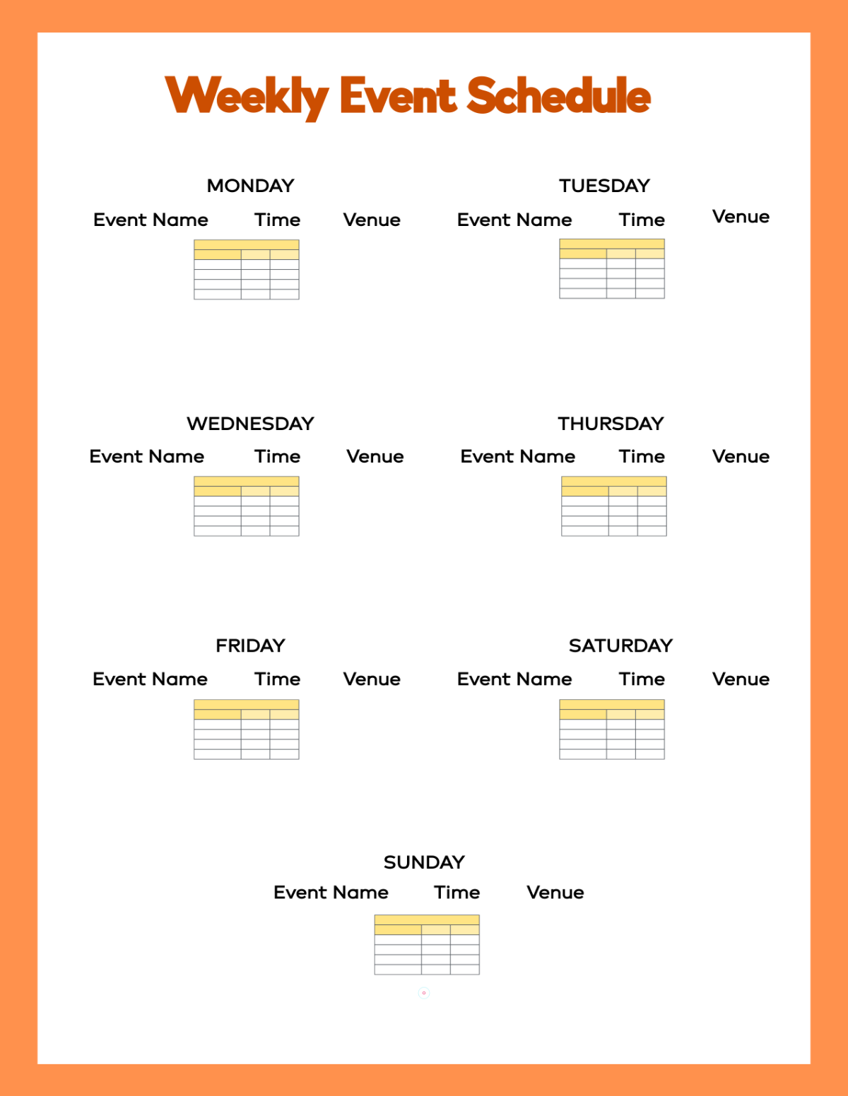 Creative Weekly Event Template