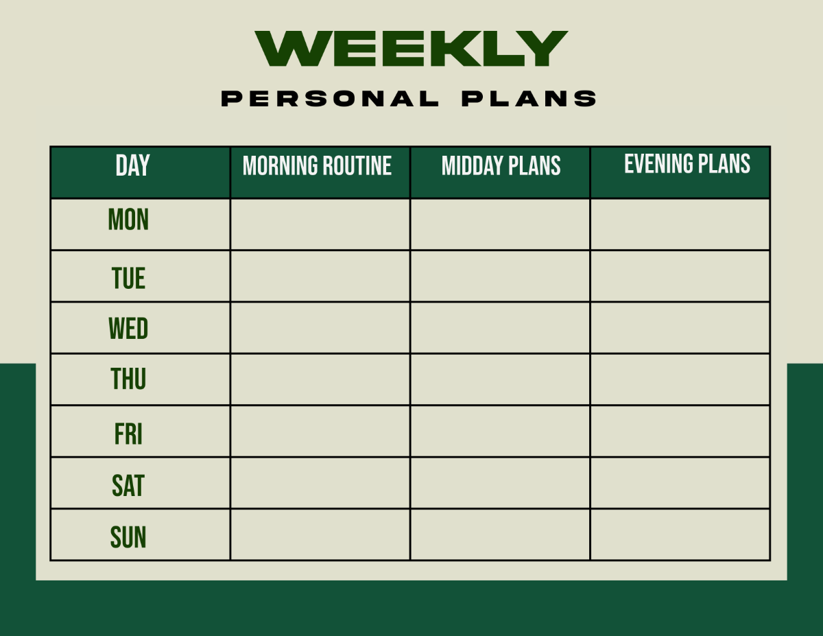 Free Weekly Personal Plan Design Template