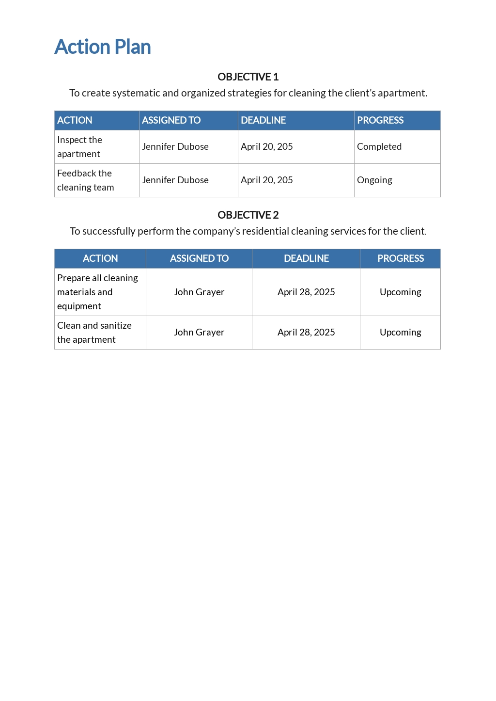 Apartment Cleaning Service Plan Template - Google Docs, Word, Apple ...