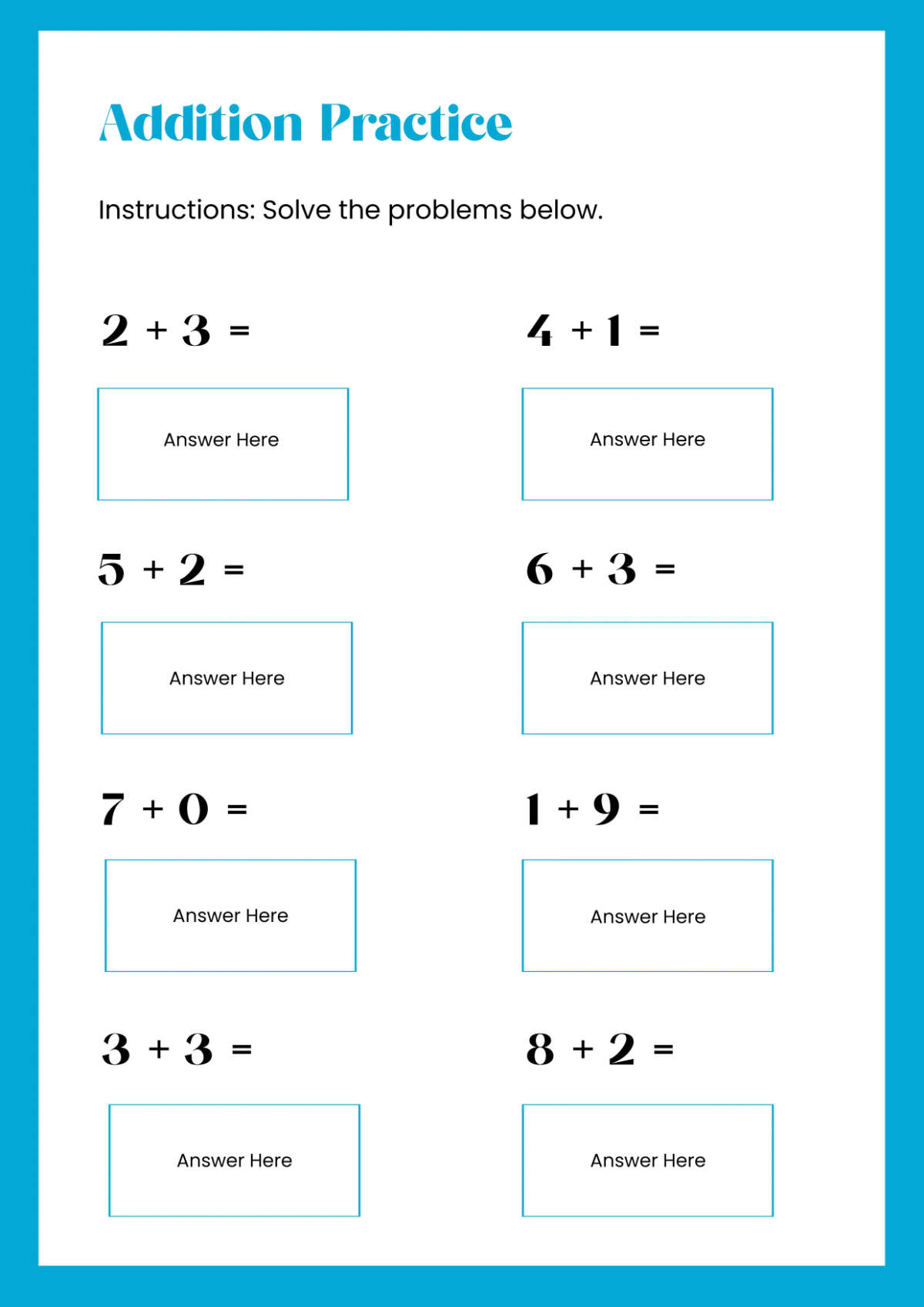 Free Math Practice Workbook Template to Edit Online