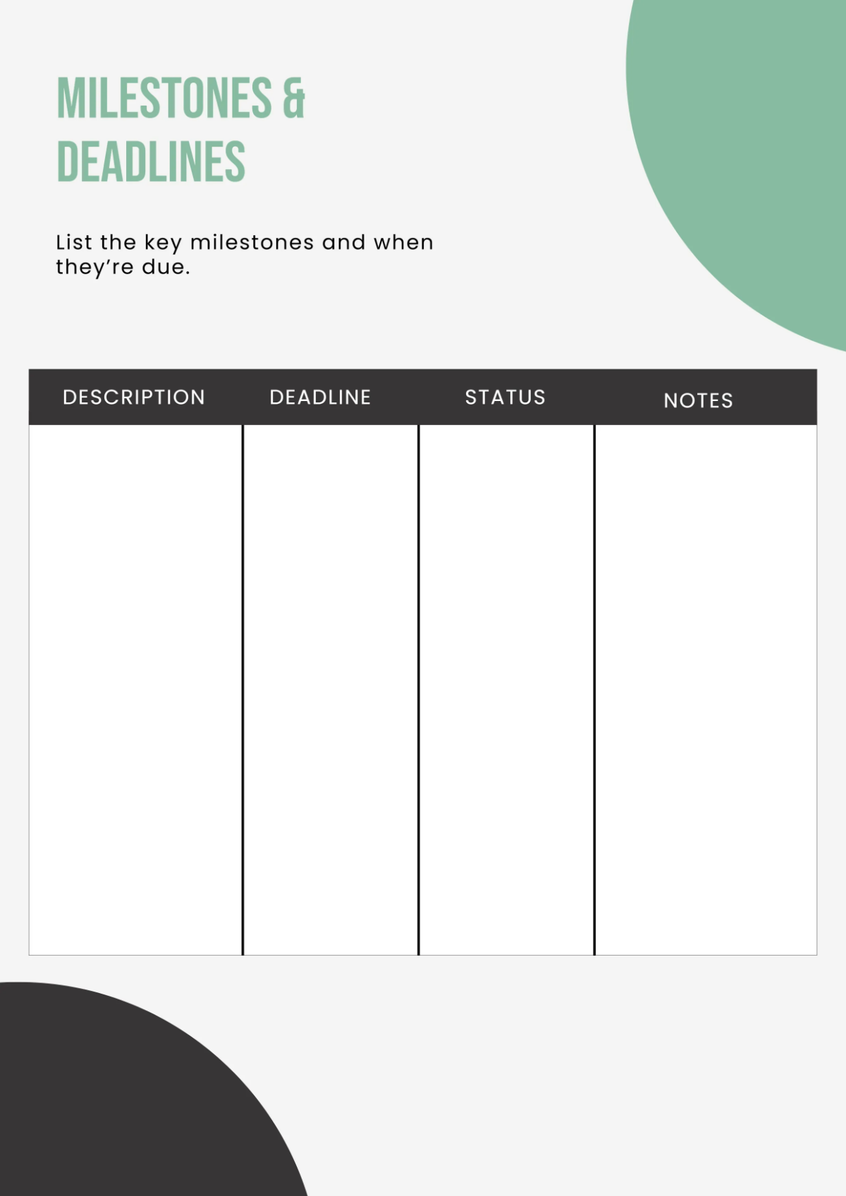 Free Blank Project Workbook Template to Edit Online
