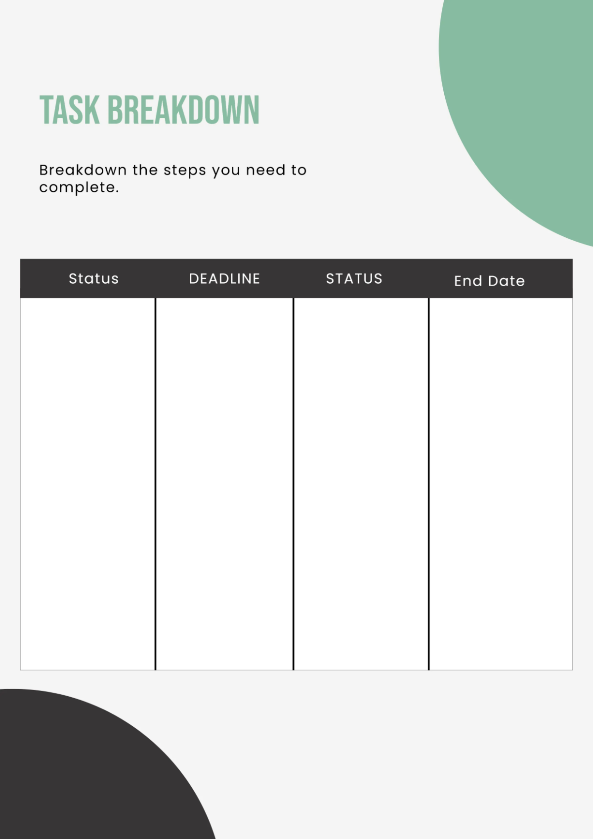 Free Blank Project Workbook Template to Edit Online
