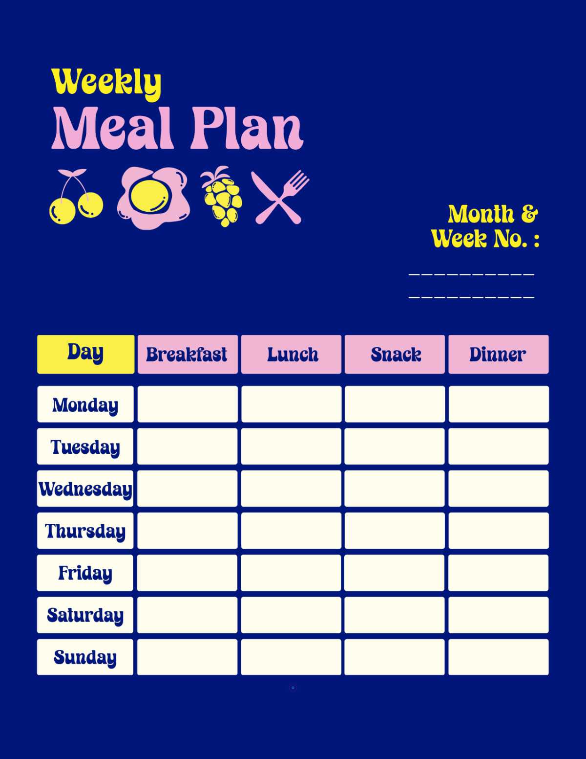 Free Weekly Meal Plan Template