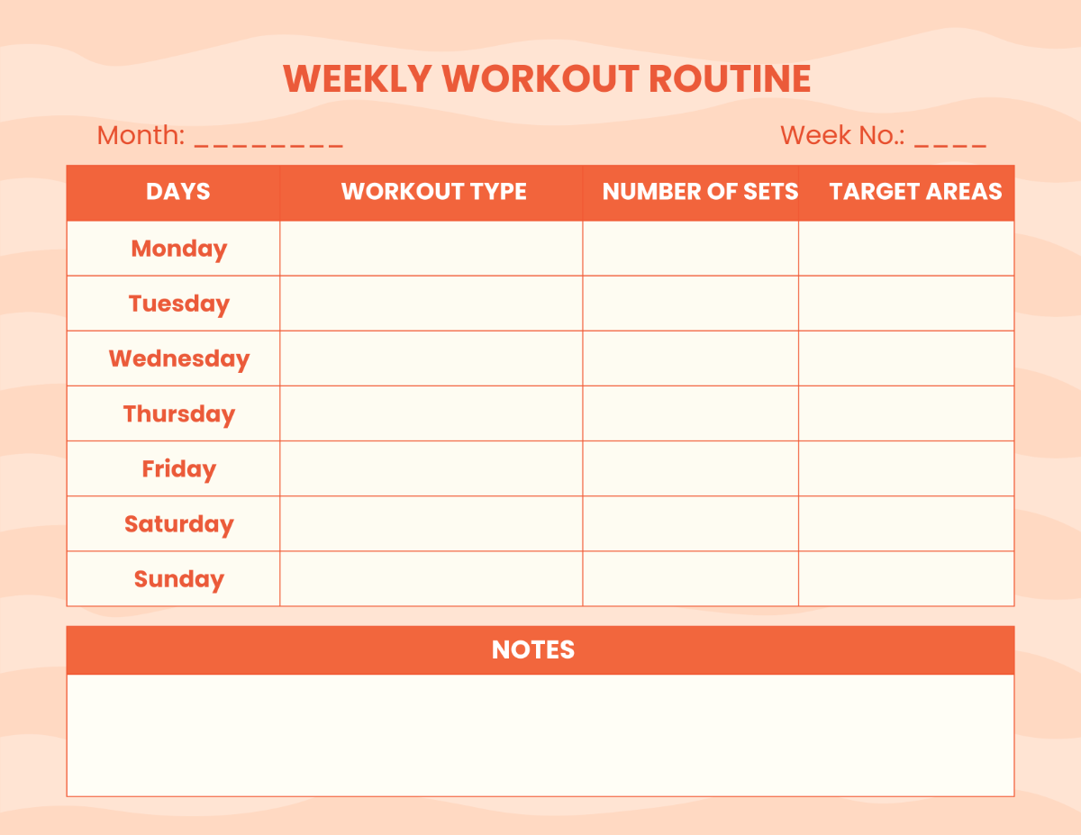 Free Weekly Workout  Routine Template