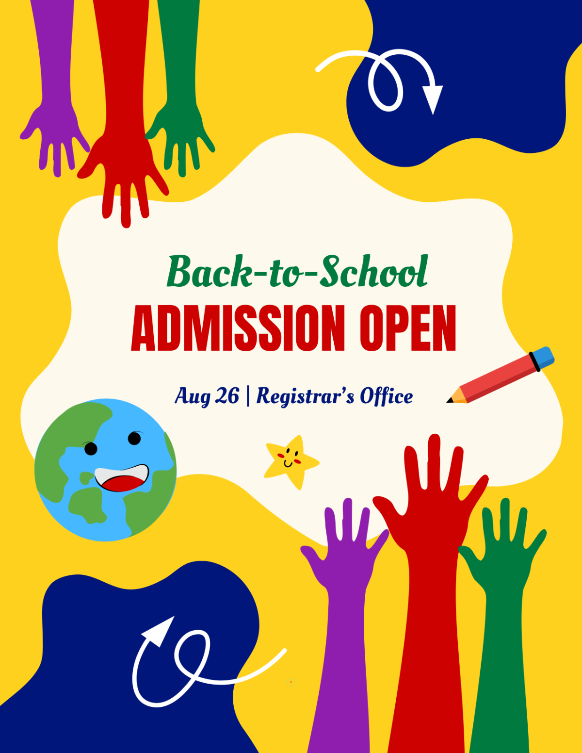 Free Back To School Admission Flyer Template to Edit Online
