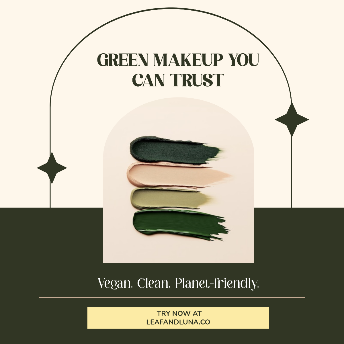 Free Green and Beige Makeup Instagram Ad Template