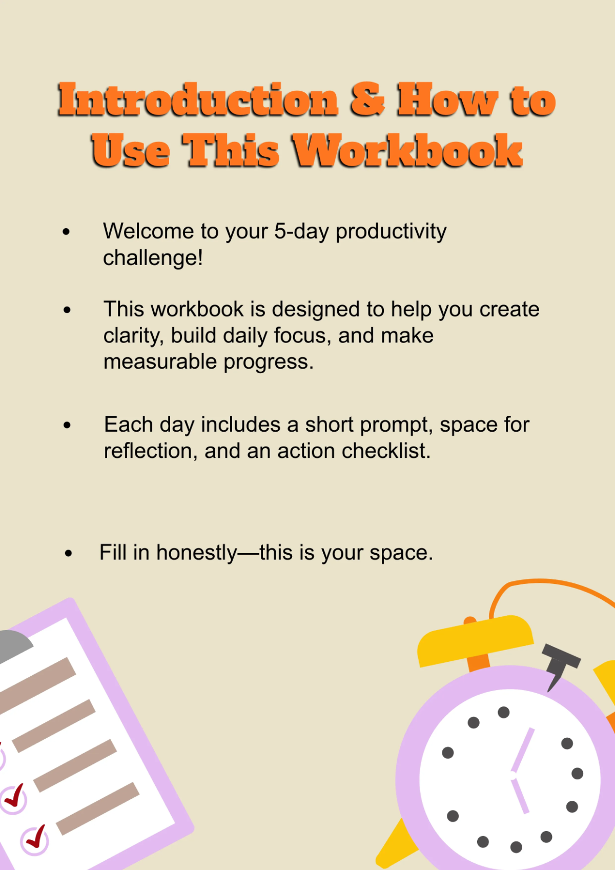 Free Productivity Workbook Template to Edit Online