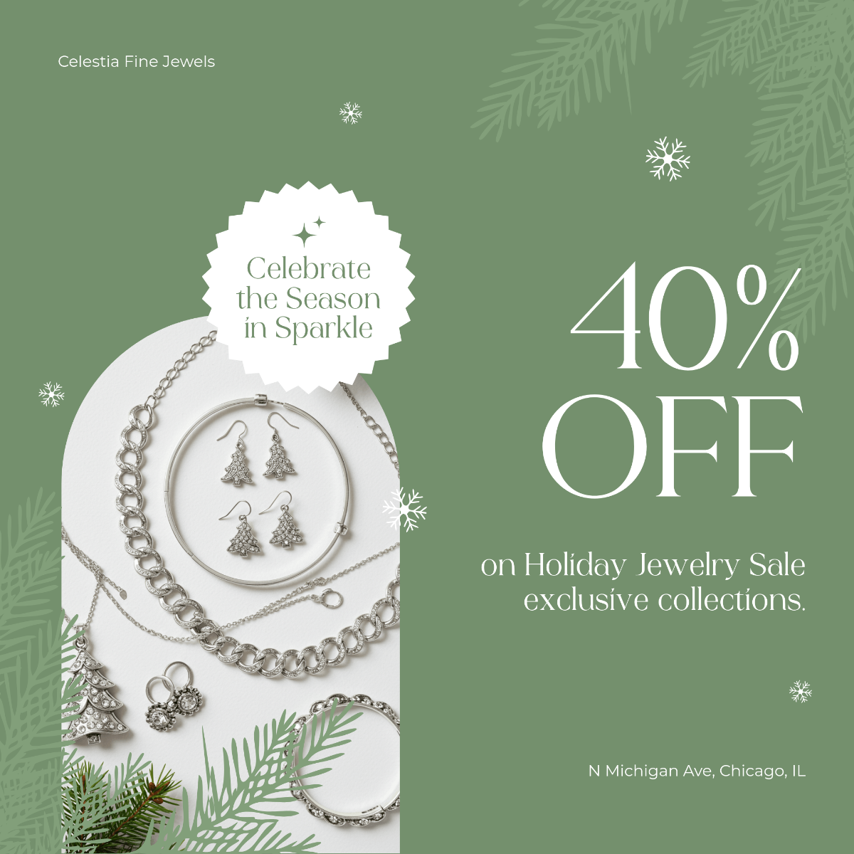 Free Holiday Jewelry Sale Instagram Post Template to Edit Online
