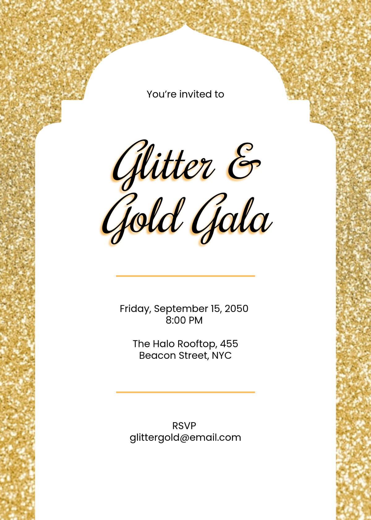 Free Aesthetic Gold Glitter-Themed Invitation Template