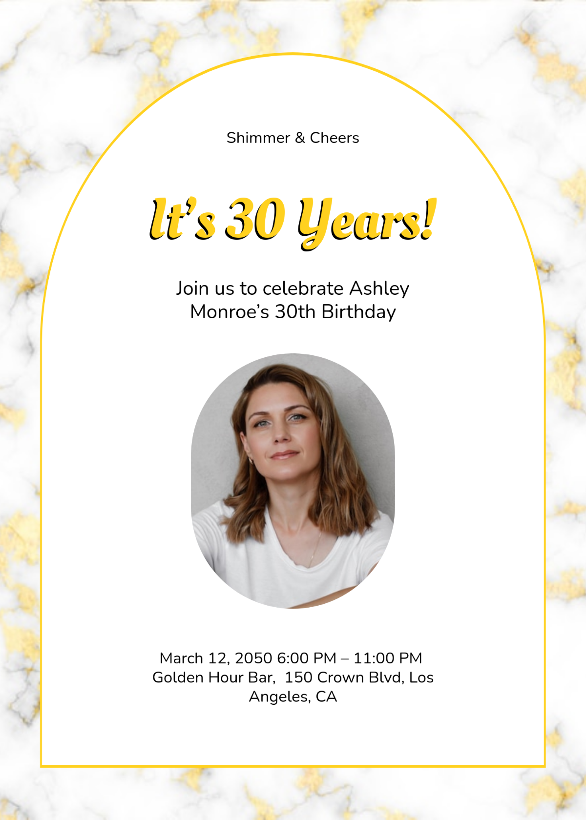 Free Gold-Themed Birthday Invitation Template