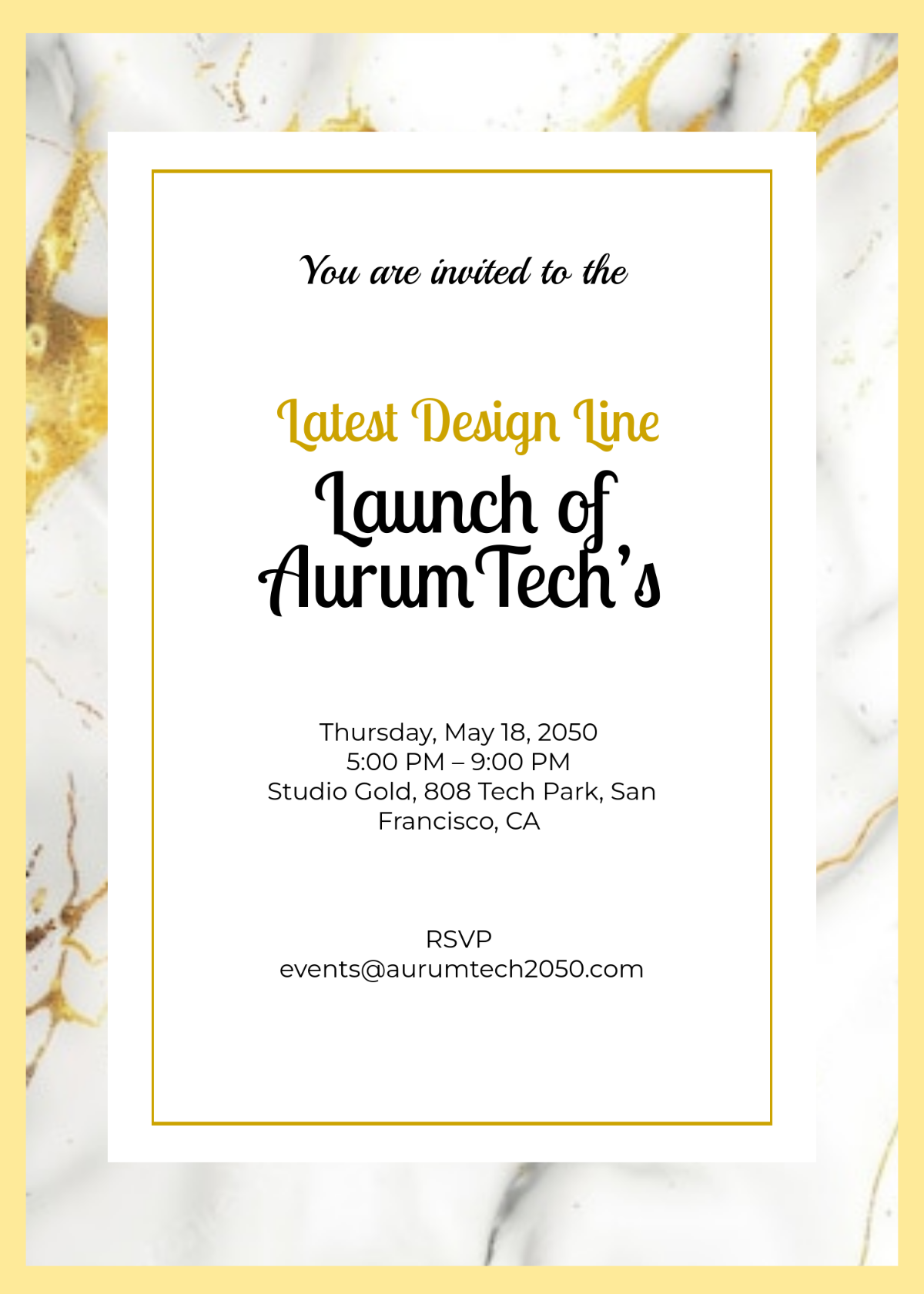 Free Creative Gold-Themed Invitation Card Template